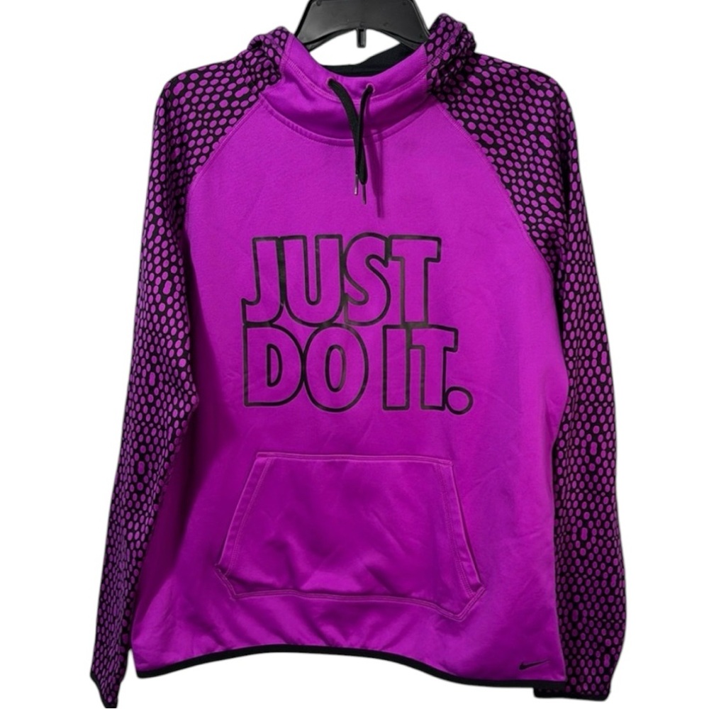 Nike Sweatshirt Purple & Black Therma-Fit Hoodie Scuba Neck in Size L‎  GUC